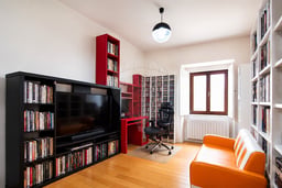 Modern furnished apartment with open kitchen and city view