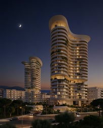 New sea-view high-rise residence with resort-style pool and curved terraces