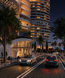 New sea-view high-rise residence with resort-style pool and curved terraces
