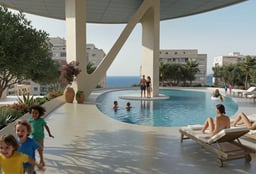 New sea-view high-rise residence with resort-style pool and curved terraces